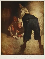 A medio camino de la pendiente hacia el fortín, se reunieron en un grupo, una ilustración de 